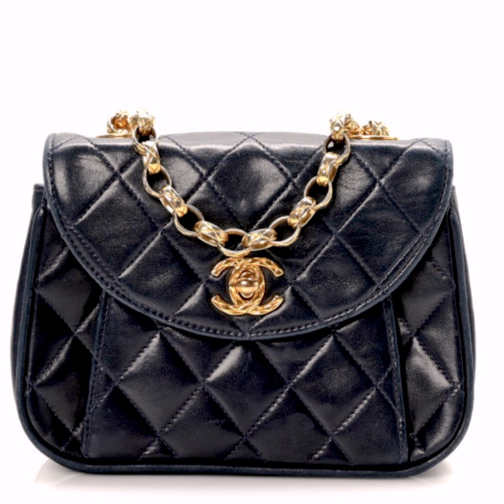 Chanel Classic Bijoux Flap black lambskin vintage bag handbag